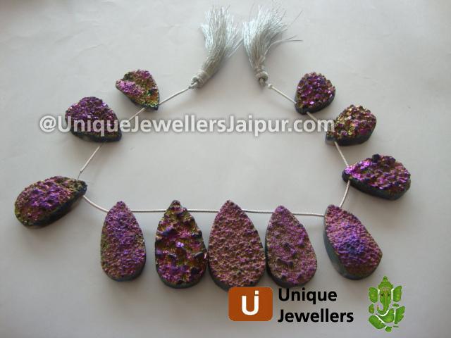 Drusy Faceted Pear Beads